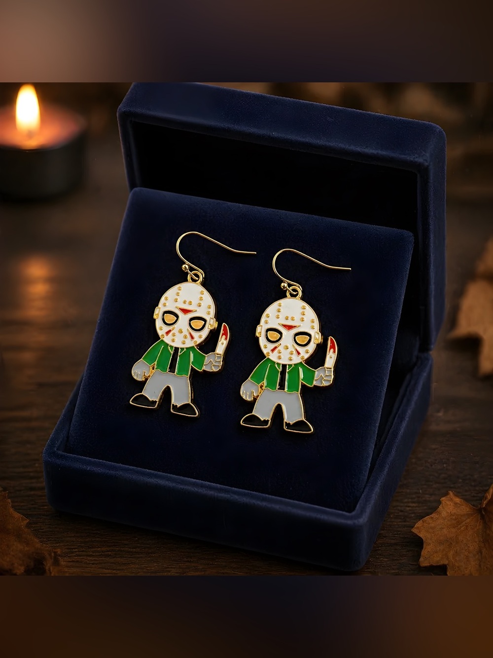 Horror Jason Vorhees Friday the 13th Dangle Earrings ~ Hypoallergenic Hooks